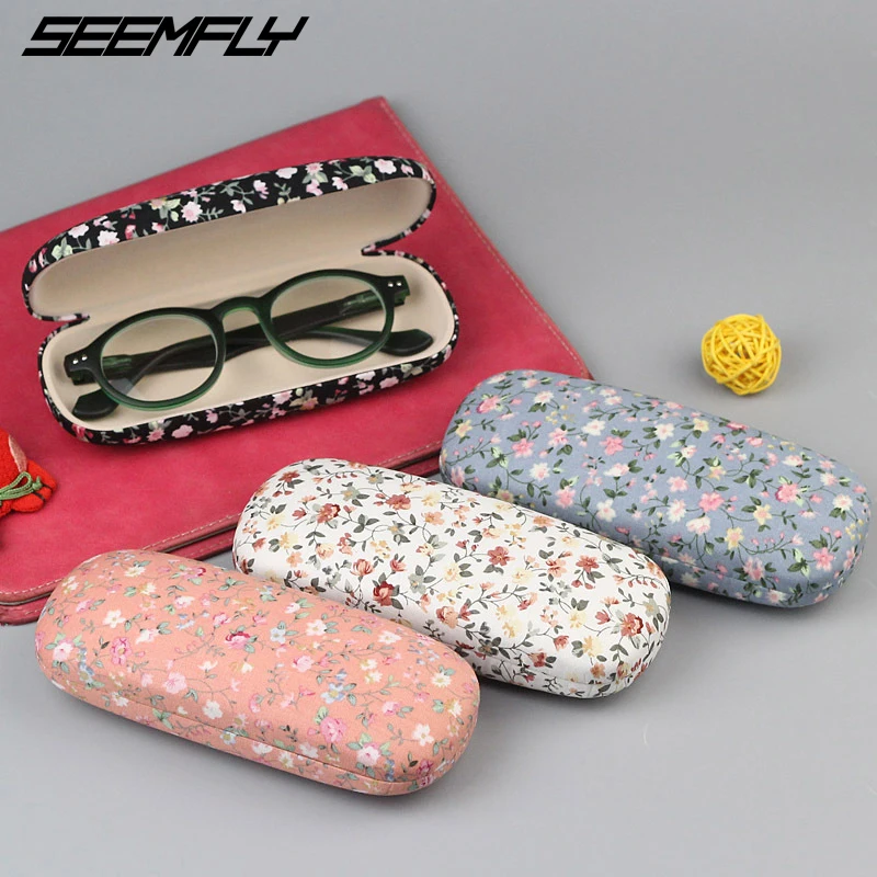 

SEEMFLY Fashion Floral Pattern Eyeglasses Cases Eyewear Hard Cover Sunglasses Protector Spectacle Reading Glasses Portable Box