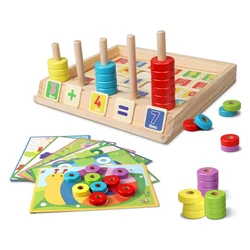 Jouets Montessori en bois pour compter les nombres, planche à Puzzle, apprentissage préscolaire, jouets éducatifs à blocs d'empilage pour maths, pour tout petits 