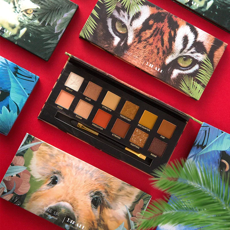 

DIKALU Explorer Animals Eyeshadow Palette 12colors Natural Matte Pigment Eyeshadow Makeup Glitter Nude Shimmer Beauty Cosmetics