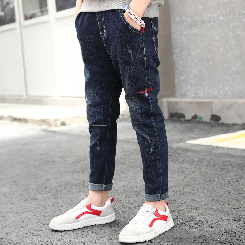 

Childrenswear 2019 New Style Autumn Agent BOY'S Embroidered Washing Cowboy Trousers Children Solid Color Pants