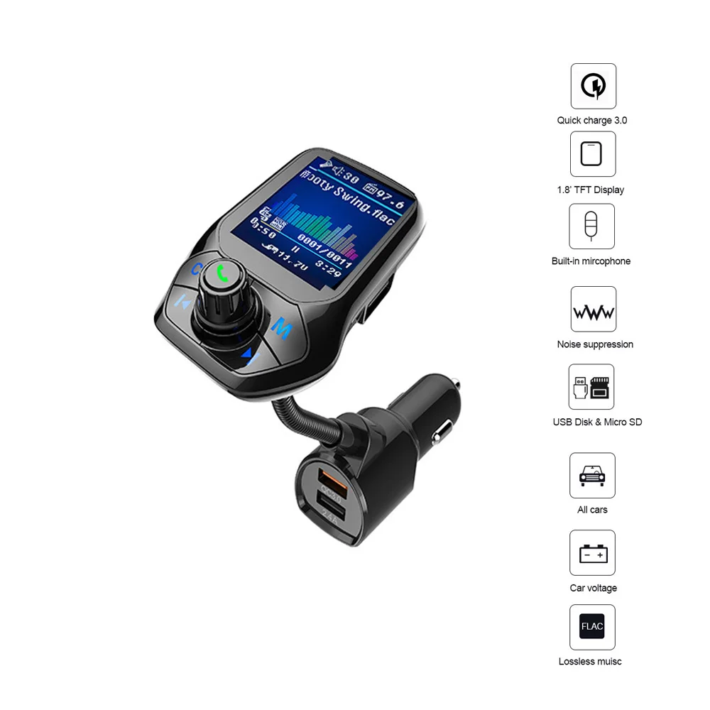 AOSHIKE автомобиль MP3 музыкальный плеер Bluetooth 5,0 ресивер FM-передатчик Dual USB QC3.0 Зарядное устройство U диск