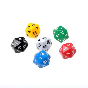 

6 Set D20 Dice Twenty Sided Die RPG D&D Six Opaque Color Multi Resin Polyhedral For Sides Dice Magic Tricks Toys