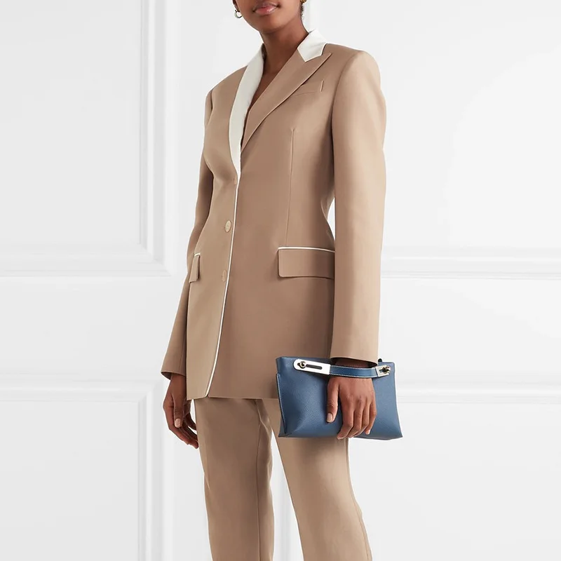 

Autumn Fashion Elegant Solid Blazer For Women Notched Collar Long Sleeve Hit Color Coats Female 2019 New