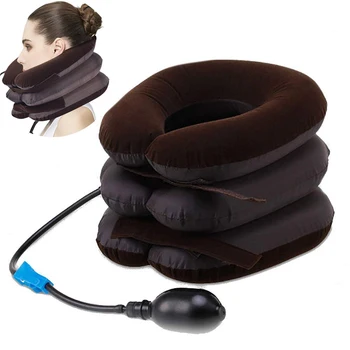 

2PCS 3 Layer Inflatable Neck Back Traction Collar Shoulder Pain Relief Soft Air Cervical Stretch Pillow Brace Universal Size