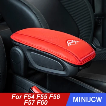 

Car styling Leather Armrest Cushion Case Mats Interior Protector For Mini Cooper S JCW F54 F55 F56 F57 F60 Clubman Accessories