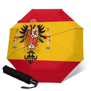 

Flag of Spain creative men's and women's automatic three fold umbrella rainy day colorful fashion umbrella