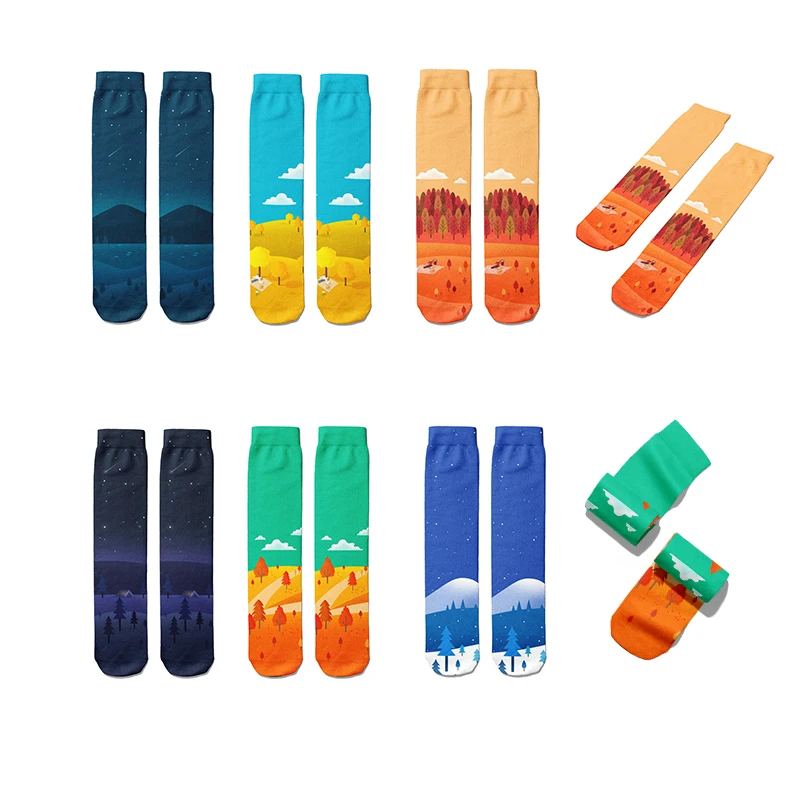

Cotton Socks Autumn Leaves Color Tube Socks Compression Fashion Mixed Cotton Winter Warmth Funny Female Sock High Quality Unisex
