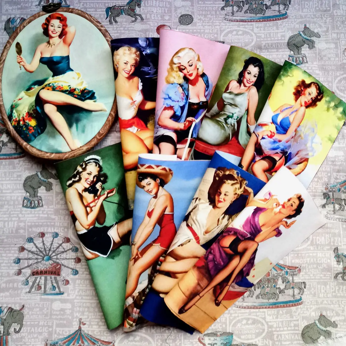 9pcs/lot Patchwork Bundle Fabrics DIY Sewing Textile Material Splicing Cloth Retro Hand Craft Embroidery Cotton Canvas Girl