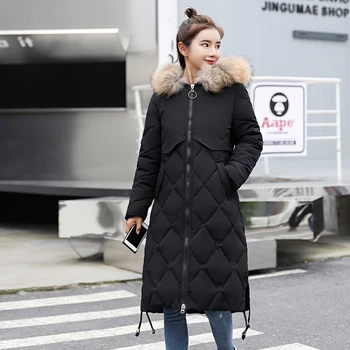 

Fashion Winter Coat Women Jackets Thick Down Parkas Big Fur new design Hooded Cotton Long Coats Warm Windbreaker Female Outwear
