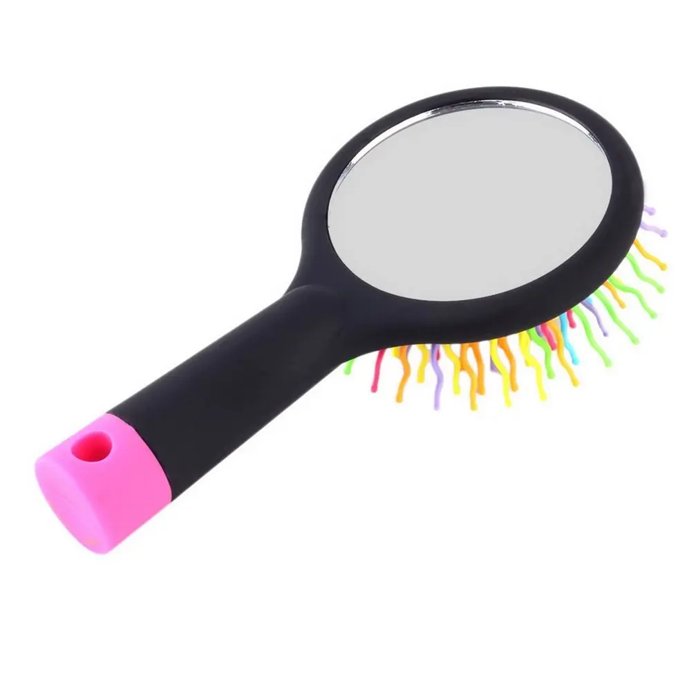 

Rainbow Volume Anti-static Magic Detangler Hair Curl Straight Massage Comb Hair Brush Hair Care Styling Tools With Mirror