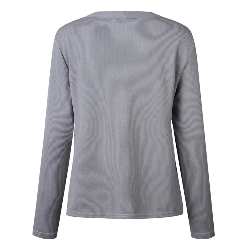 Women Autumn Fashion Concise Casual All-match Solid Color Long Sleeve Button Sweater