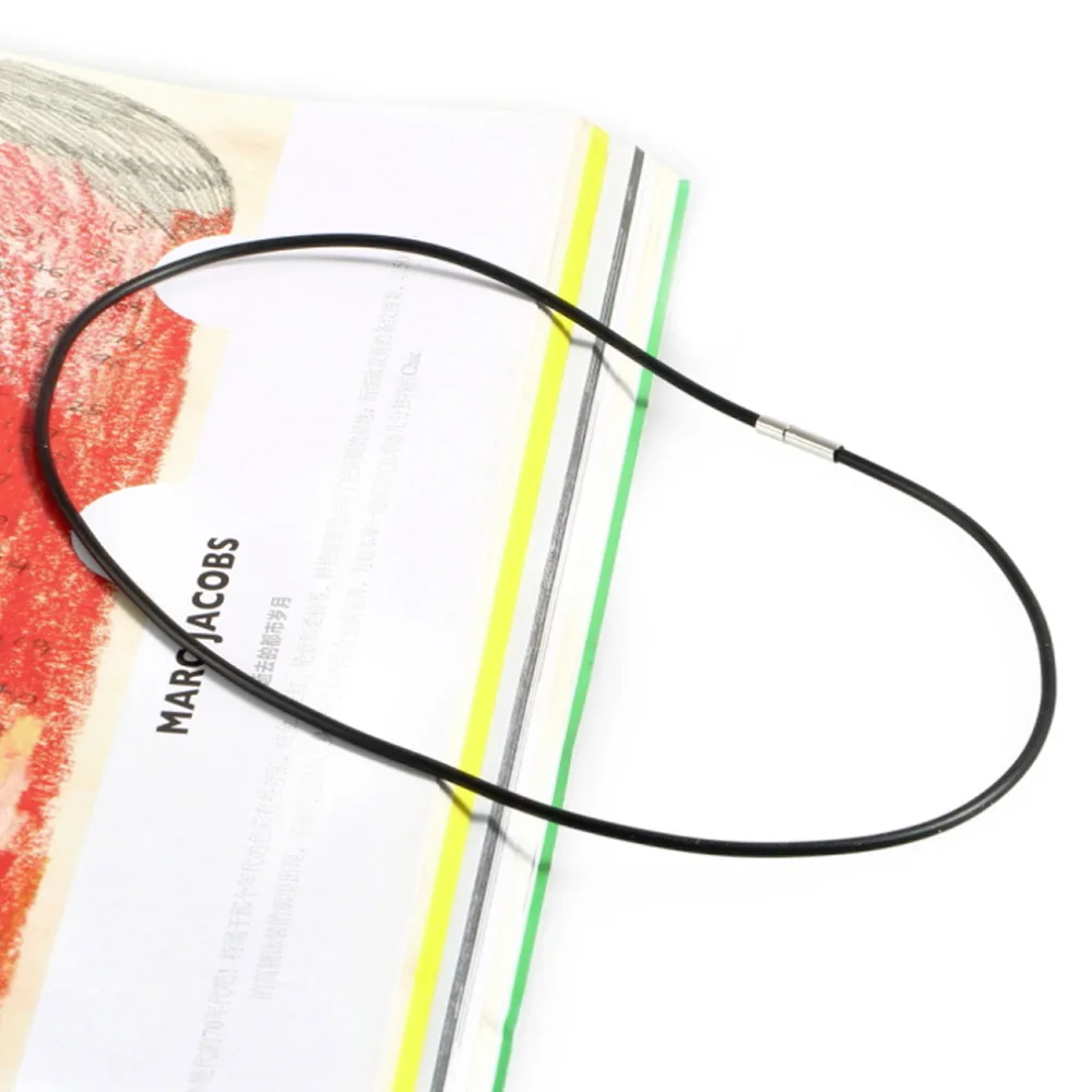 

1pcs 100% brand new and high quality Mens Womens Black Rubber Stainless Steel Link Cord Necklace ChainHot