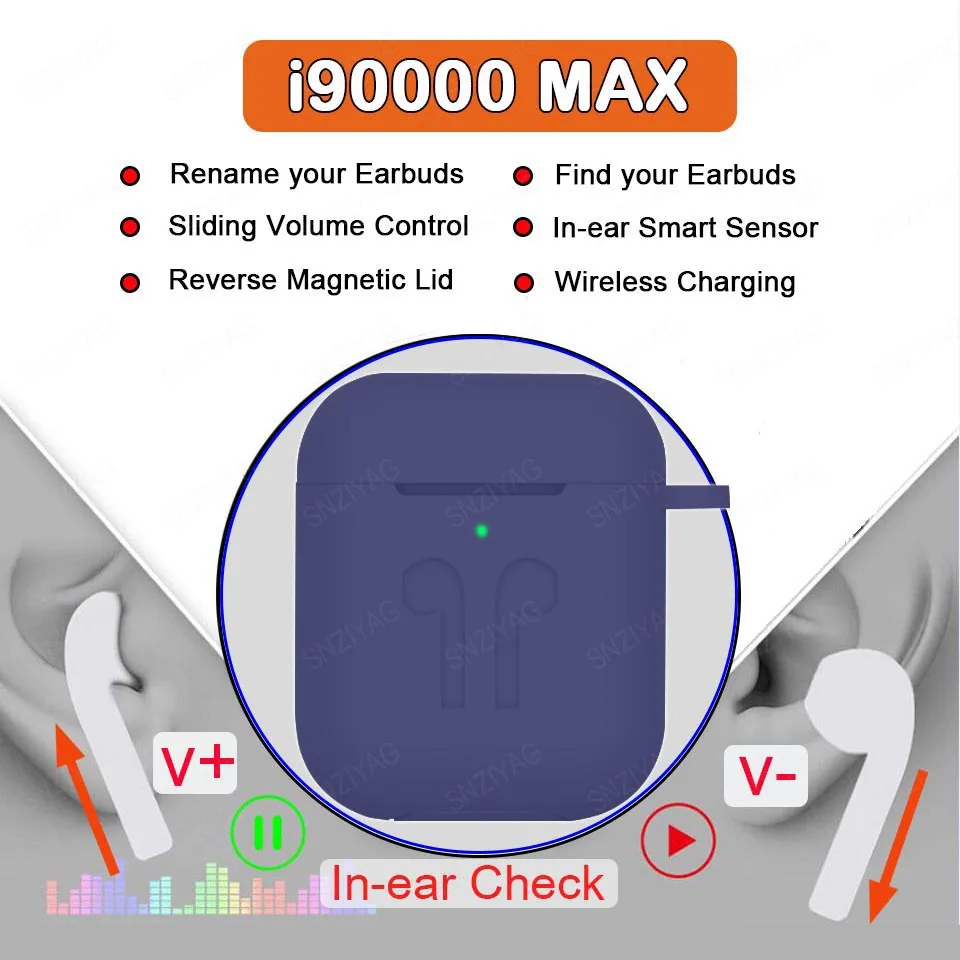 I90000 MAX TWS Rename Bluetooth наушники 8D супер бас наушники беспроводные наушники для всех смартфонов PK i500 i5000 i9000 TWS