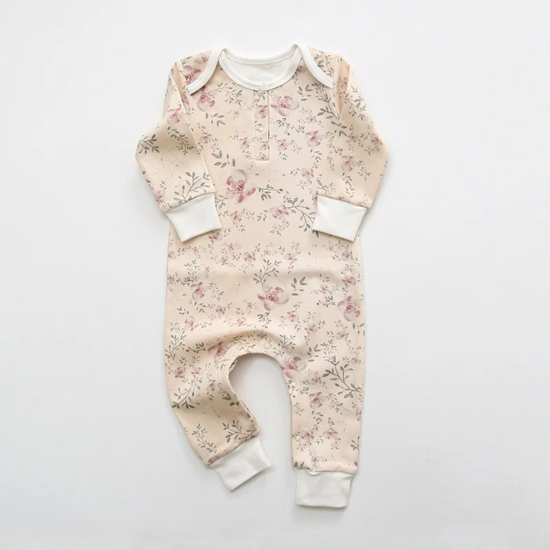 Spring Summer Baby Clothes Floral Newborn Boy Girl Romper Long Sleeves Soft Cotton Newborn Jumpsuits Outfits Infant Clothing bright baby bodysuits	 Baby Rompers