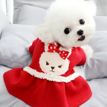 

Winter Dog Clothes Rabbit with Bow Pets Outfits Warm Clothes for Small Dogs Cat Costumes Coat Jacket Puppy Sweater Dogs New