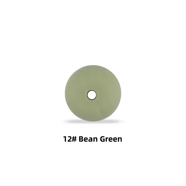 15mm Silicone Abacus Beads 20pcs Lentil Silicone Teether DIY Bead Food Grade Silicone Nursing Necklace Pearl Silicone Teething Bean Green