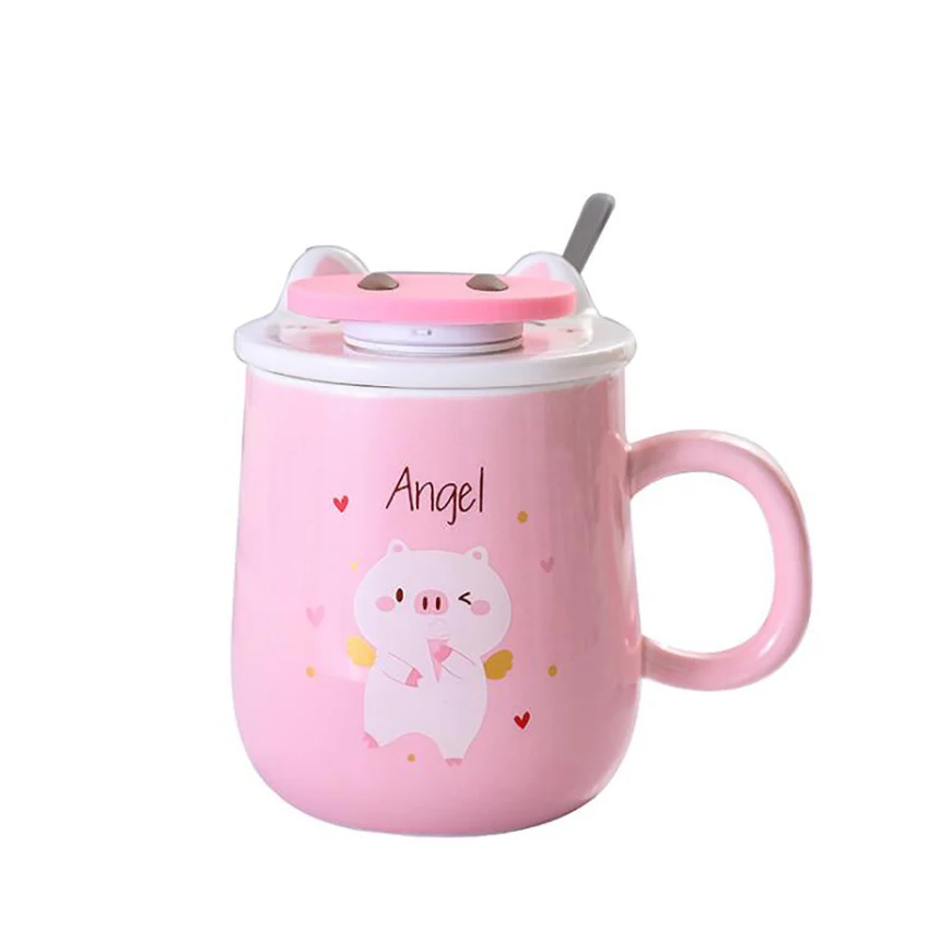 Rosa Piggy Keramik Kaffee Becher 400ml Nette Tee Tassen mit Passenden Deckel,  telefon Halter Halterung Trinken Tasse Großen Geburtstag Präsentieren -  AliExpress