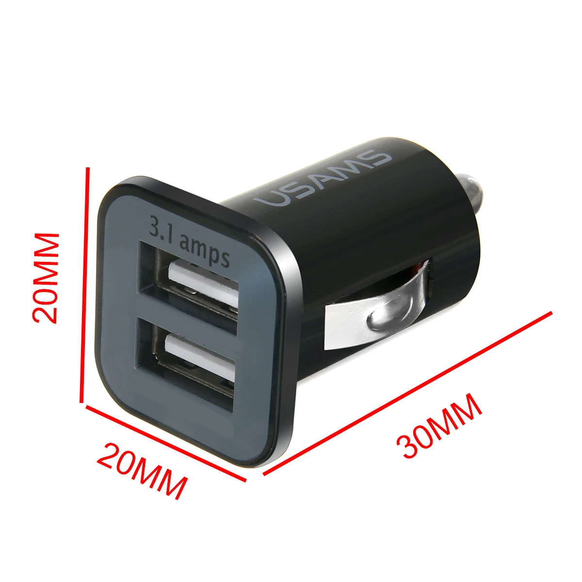 For i-Phone i-Pad 1pc Black Dual 2 USB Car Charger Mini Travel Size Auto Car Cigarette Lighter Adapter 12V 3.1A Mayitr