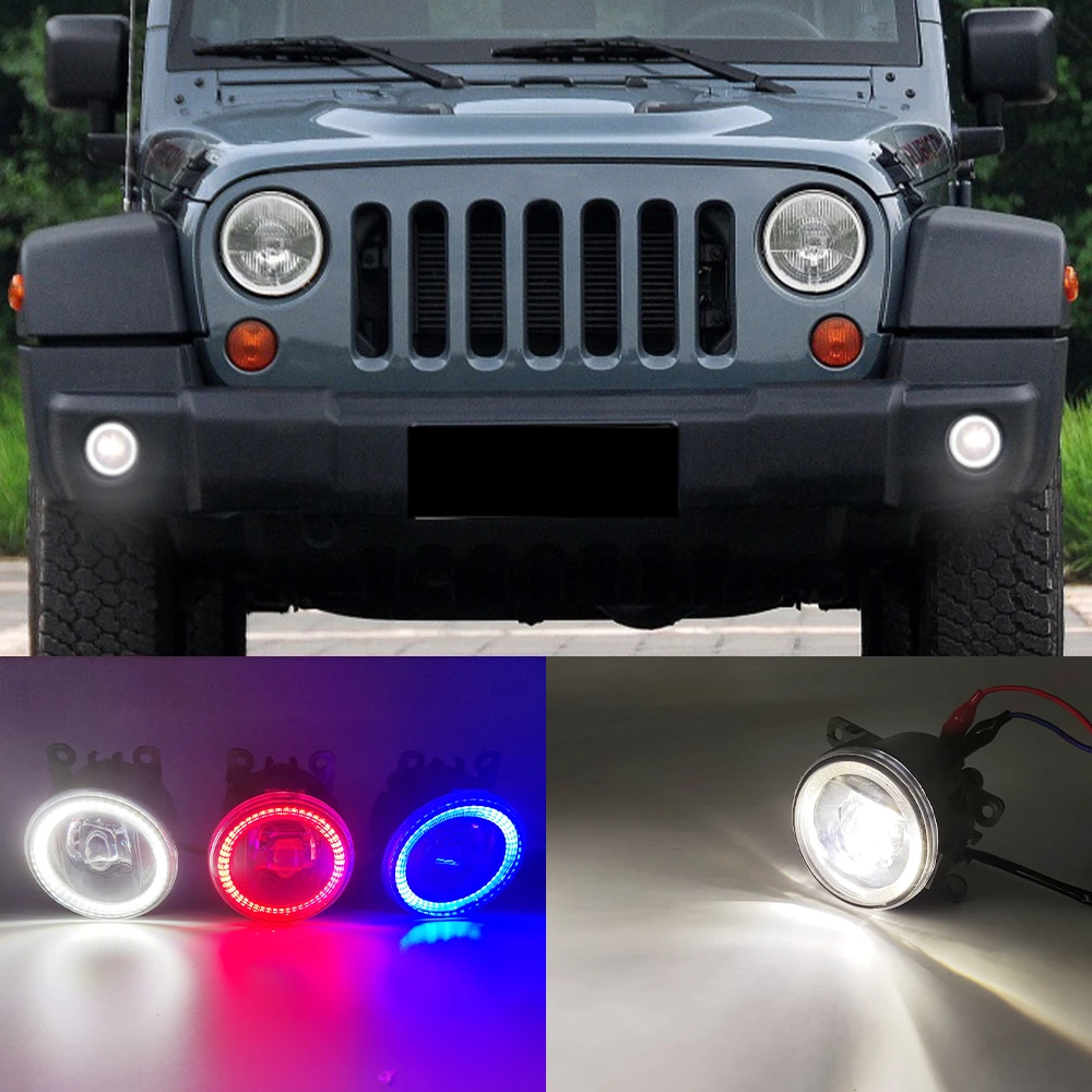 2 Functions Auto Led Drl Daytime Running Light For Jeep Wrangler 2008 -  2015 2016 Car Angel Eyes Fog Lamp Foglight - Daytime Running Lights -  AliExpress