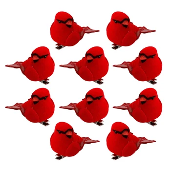 

10pcs Artificial Foam Red Tree Hanging Christmas Cardinal Birds Portable DIY Home Garden Decoration Festival Lifelike Pendant