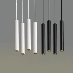 LED long tube cylindrical spotlight, hotel front chandelier, simple and individual creative restaurant, with cradle