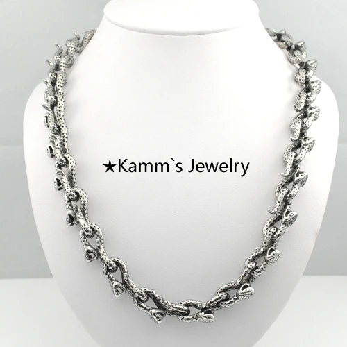 

AMUMIU Chain Snake Necklace Men 316L Stainless Steel Casting Wholesale Biker Chain Top Quality Heavy Cool KN270