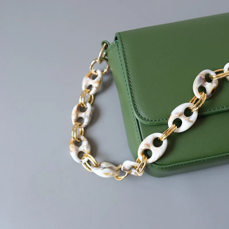 Neue Mode Frau Tasche Zubehör Teile Leopard Candy Beige Blau Acryl Harz Metall Kette Riemen Frauen Schulter Nette Kupplung Kette – Detail 17