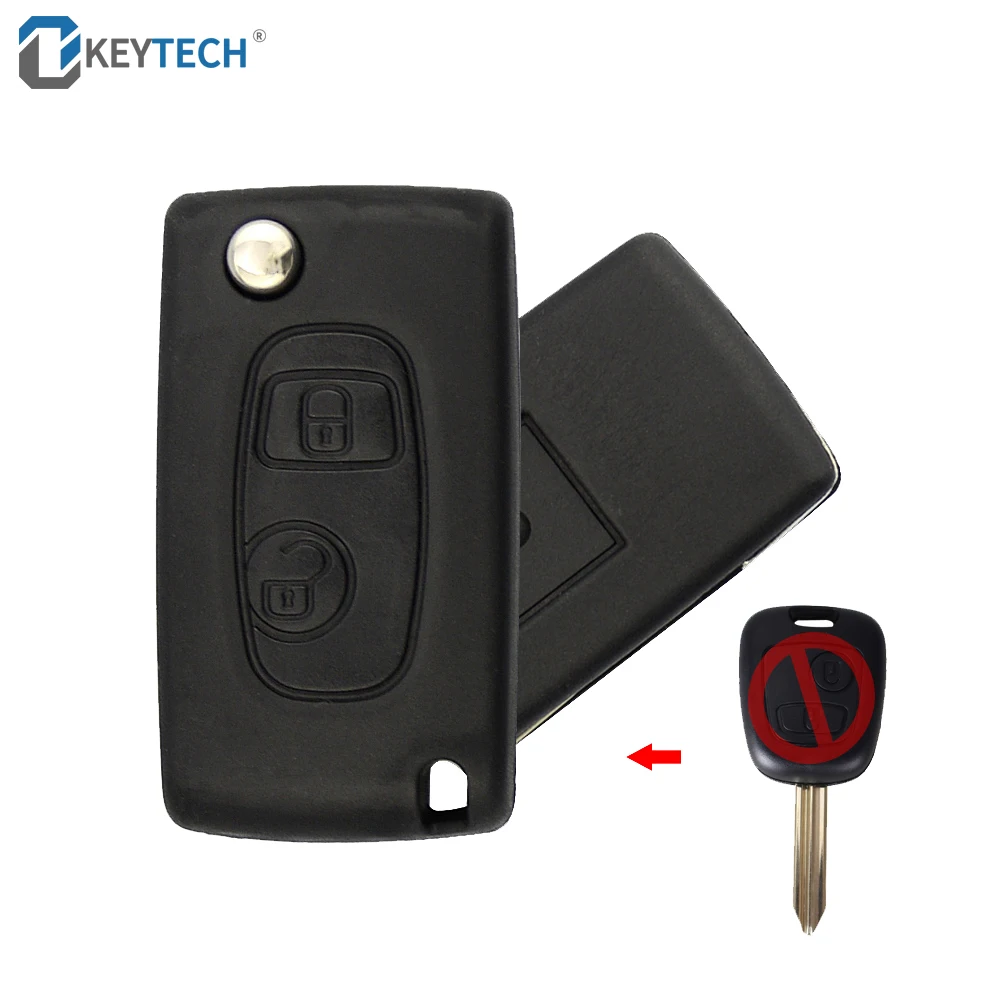 OkeyTech 2 кнопки флип модифицированный Автомобильный ключ чехол для Peugeot 307 607 207 Citroen