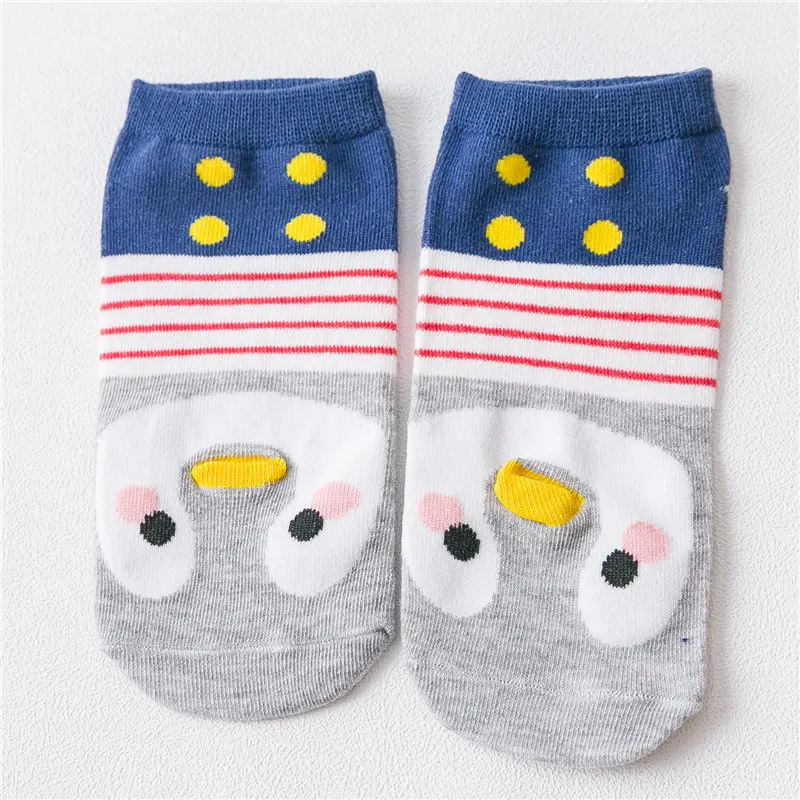 Мягкие хлопковые Kawaii Tide мультяшный любимец носки забавные женские милые счастливые животные маленький пингвин морской Косплей повседневные короткие носки - Цвет: Gray