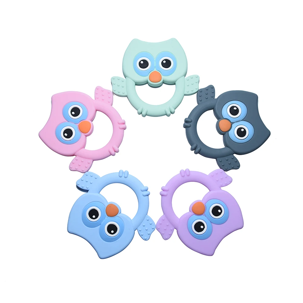 

Mabochewing 5pcs Cartoon Owl Ring Silicone Baby Teether Youth Baby Teething Period Oral Dental Care