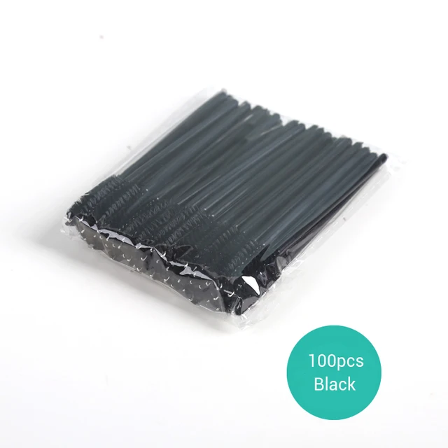 50/100pcs Disposable Eyelash Brush Mascara Wands Crystal Eyebrow Makeup Brush Eyelash Extension Tool Optional Storage Box 100pcs Black