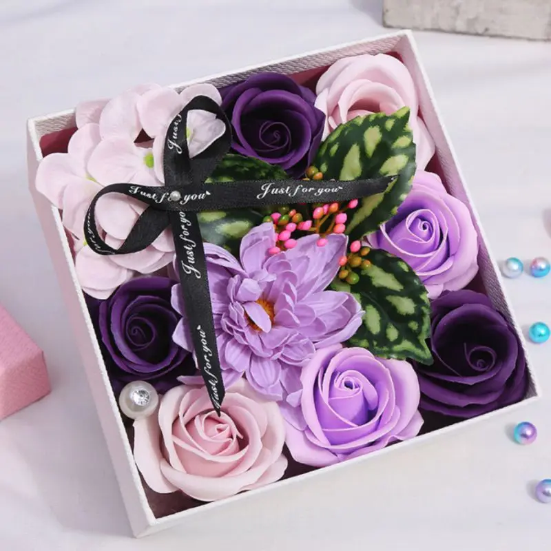 Креативный подарок на день Святого Валентина имитация розы мыло цветок ручной работы креативный цветок коробка свадебный подарок на день рождения для женщин