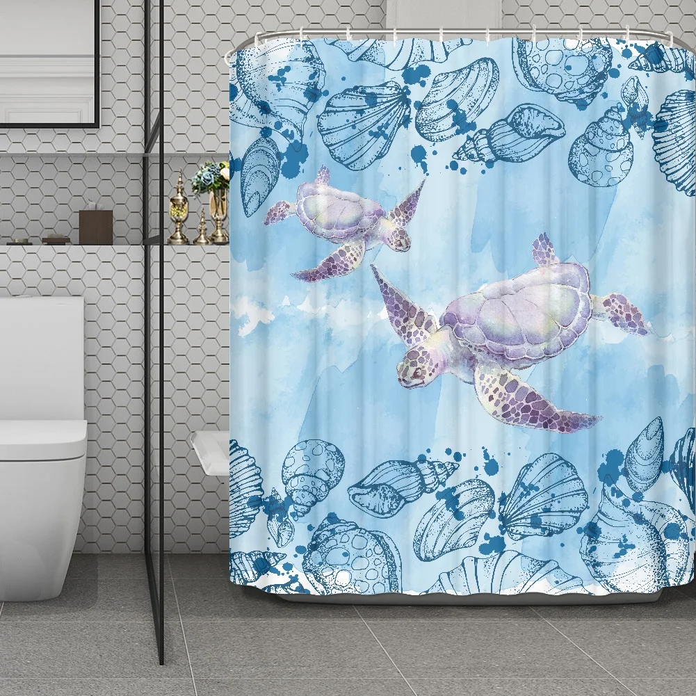 

Turtles and Shells Shower Curtain with Hooks Waterproof Polyester Bathroom Curtains for Shower Cabin Bathroom Decoration 180x168
