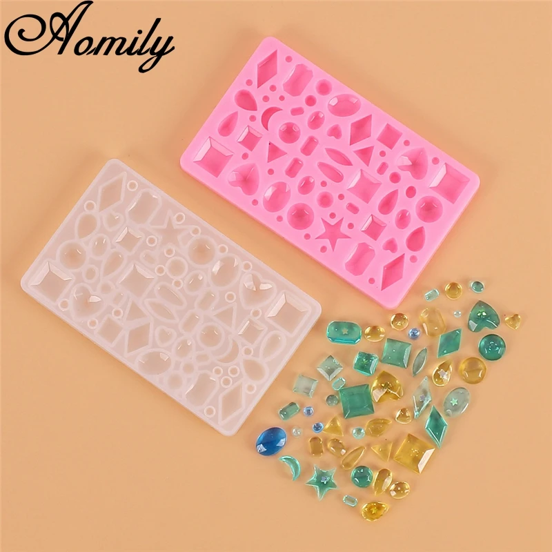 Aomily DIY Silicone Jewelry Mold Necklace Eardrop Gemstones Fondant Cake Chocolate Mould Container Crystal Drop Resin Soap Molds | Дом и сад