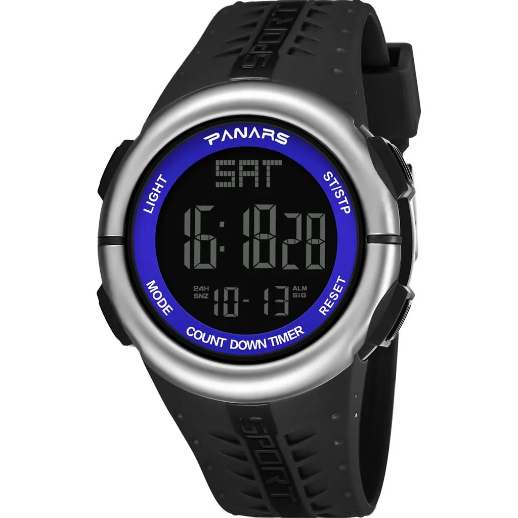 PANARS большой экран спортивные часы для мужчин водонепроницаемый круглый чехол для плавания relogio Цифровые мужские модные светящиеся наручные часы CN