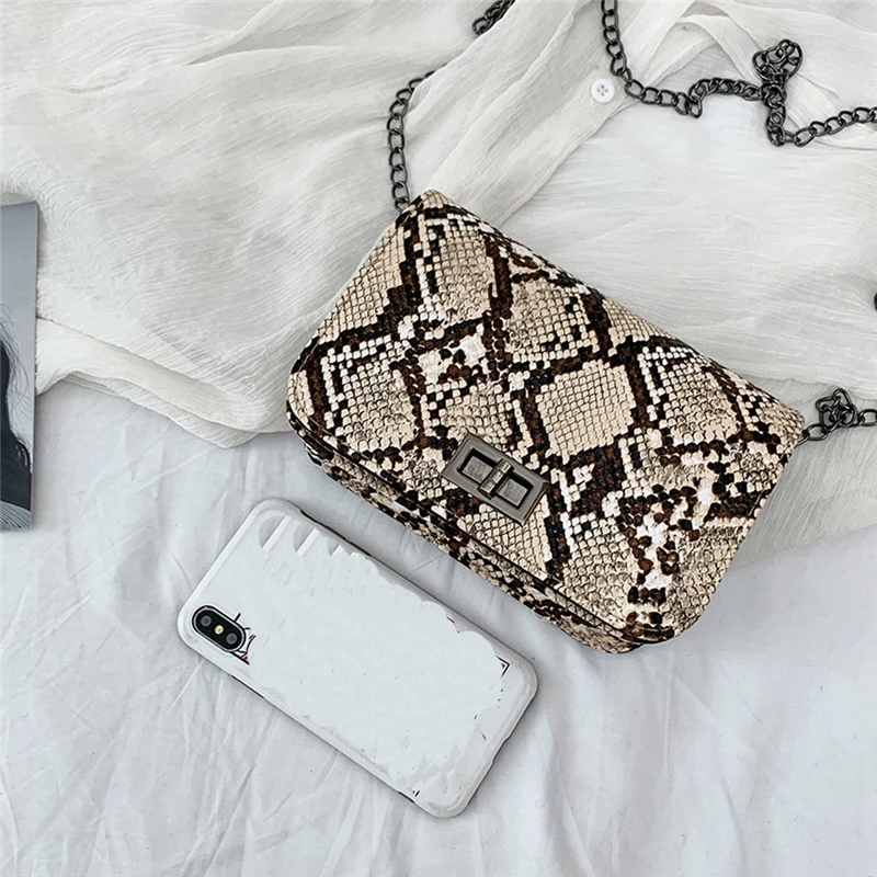 Aelicy Luxury Handbags Women Bags Designer Small Square Crossbody Bags Wild Girls Snake Print Shoulder Messenger Bag 1105