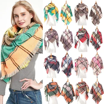 

Autumn and Winter New Style Extra-Large Thick Plaid Scarf Shawl Women's Scarf Luxury Designer Head Scarf Headwraps for Women