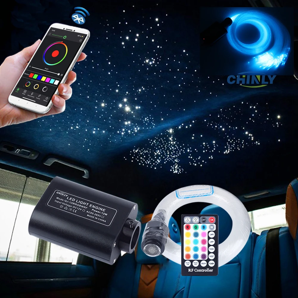 * 3m f¡§1r Zuhause/Auto CHINLY Bluetooth 16W RGBW Twinkle LED Fiber Optic Star Deckenleuchten Kit APP/Fernbedienung Gemischt 300 St¡§1ck* 0,75+1,0+1,5mm 