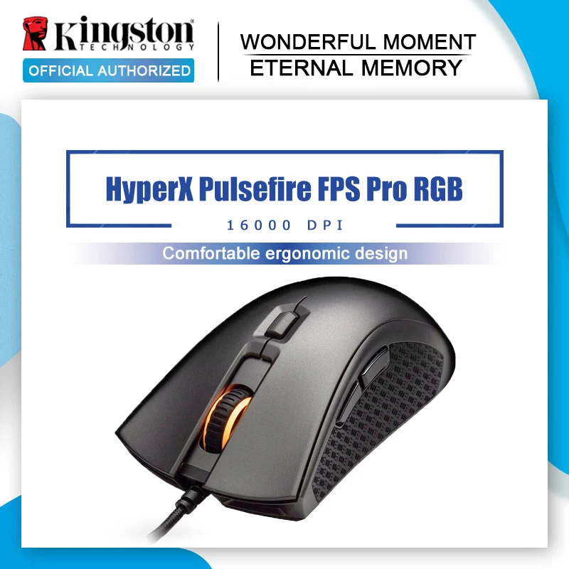 Профессиональная игровая мышь Kingston RGB HyperX Pulsefire FPS Pro сенсор Pixart 3389 с родным DPI до