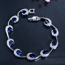 Blue Zircon Tennis Chain Bracelet Men's Womens Jewelry Copper Material Gold Silver Rose Color Unique CZ Bracelet Link Bangle