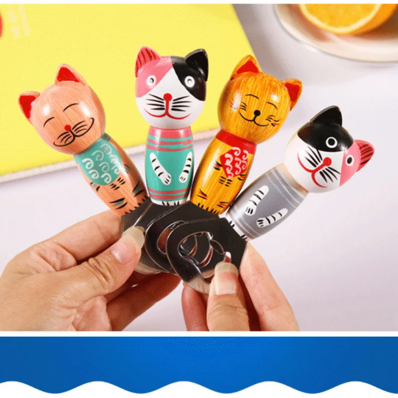 1pcs Magnetic Refrigerator Sticker Beer Bottle Opener Handmade Wooden Cartoon Cat New Bali Creative | Дом и сад