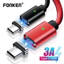 Магнитный кабель FONKEN type-C, USB C, кабель для быстрой зарядки телефона, 3 А, кабель для быстрой зарядки мобильного телефона, магнитный кабель type-C, кабели для синхронизации данных на базе Android
