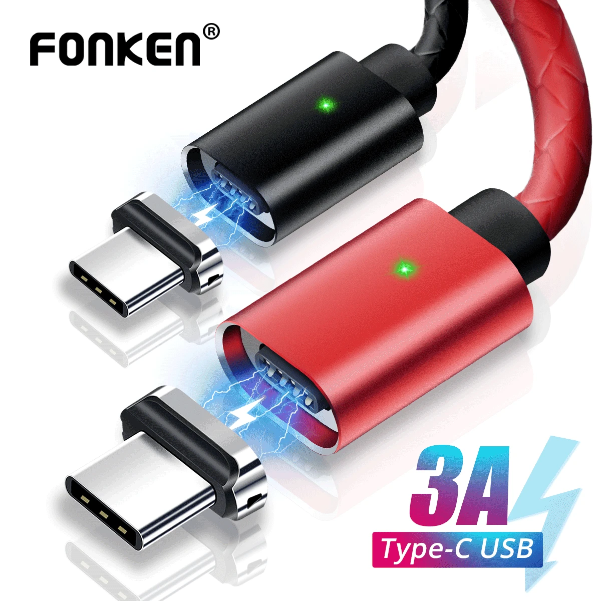 Type C Magnetic Cable USB C Fast Charger Phone Cable 3A