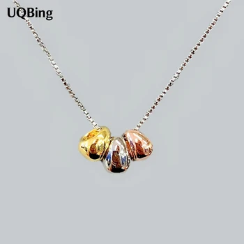 

Korean Design 925 Sterling Silver 3 Colors Bean Pendant Necklaces For Women FIne Jewelry