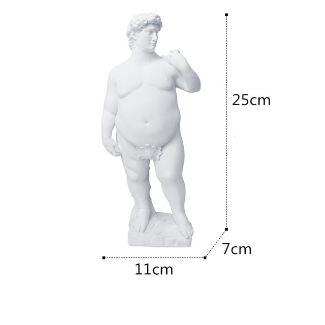 Resin Figure Sculpture David Obesity Fat David Handicraft Statue Nude Naked Man Body Art Home Decoration Ornaments