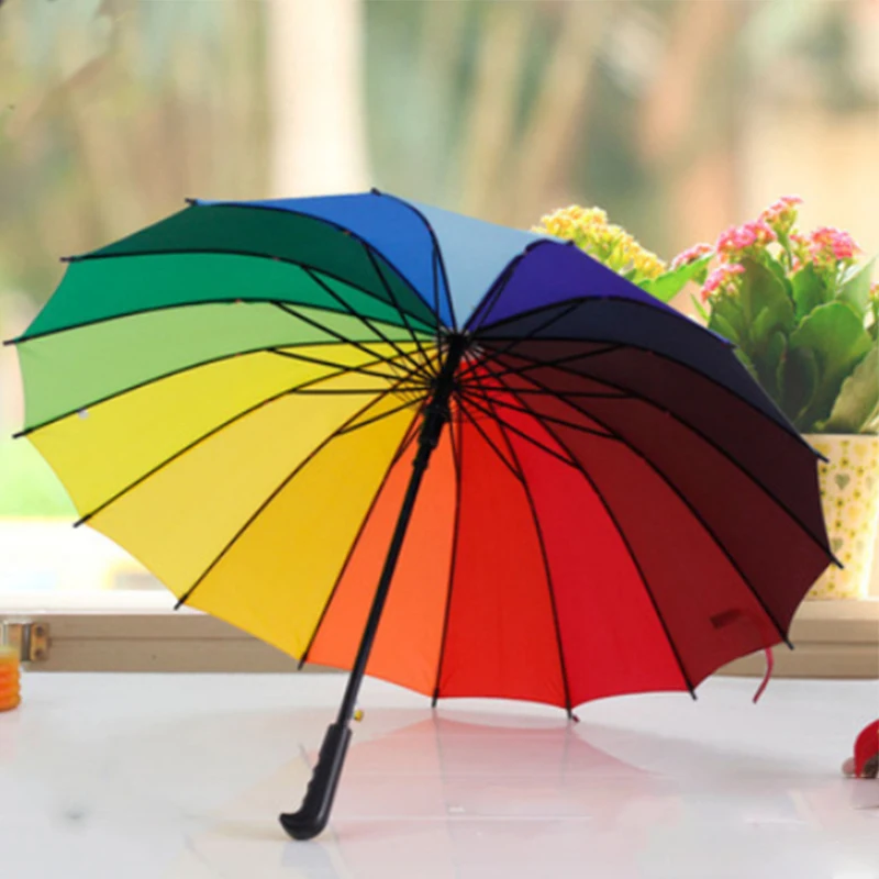 

2019 Hot familys Essential Multicolor Household Rainbow Umbrellas Long Handle Umbrella Gift Reinforcement Two Umbrellas