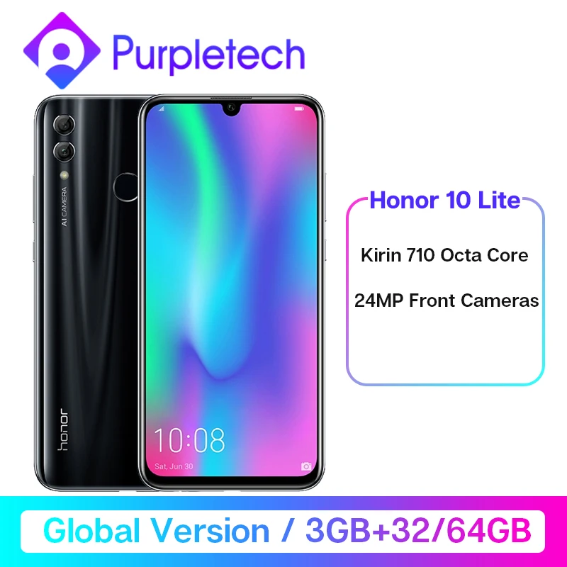 Глобальная версия Honor 10 Lite 32 ГБ/64 Гб восьмиядерный смартфон Kirin 710 6,2" 2340X1080 P 24MP фронтальная камера Android 9,0