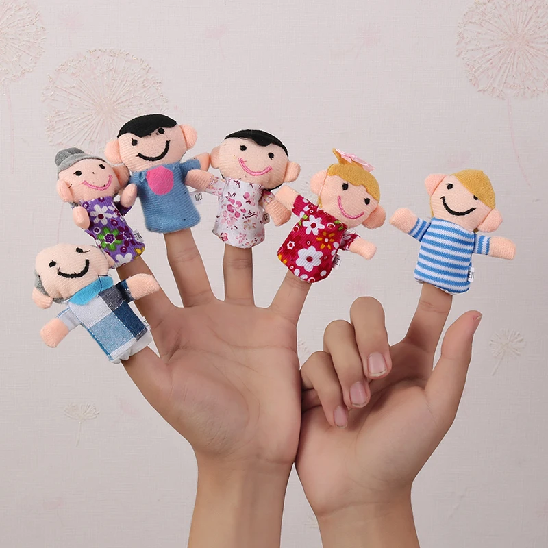 6-12Pcs Baby Plush Toy Cartoon Animal Family Finger Puppet Role Play Tell Story Cloth Doll Educational Toys For Children Kids