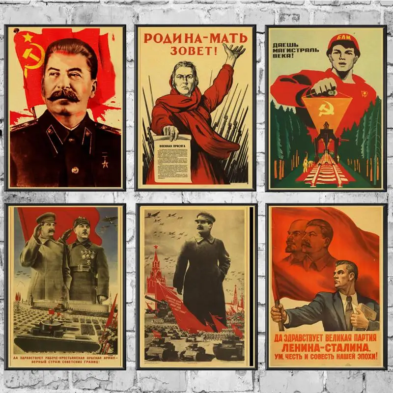 Russian Comrade Joseph Stalin Poster Wall Stickers Vintage Poster Prints High Quality For Bar And Home Decor