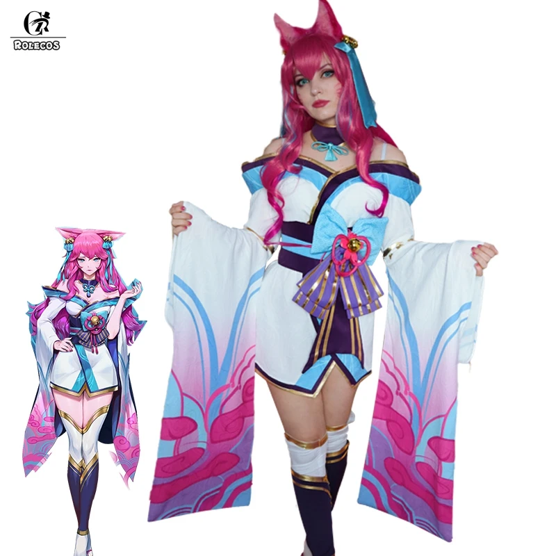 ROLECOS Spirit Blossom LOL Косплей Костюм Ahri вайне киндред Ривен костюм Кассиопея |
